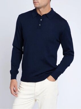 Trunk Clothiers Enford Merino Knit Long Sleeve Polo Shirt
Navy